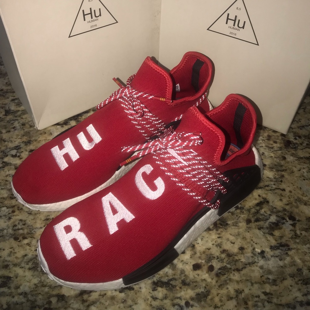 Adidas x Pharrell Williams Human Made Sneakers, Size 10M, Scarlett